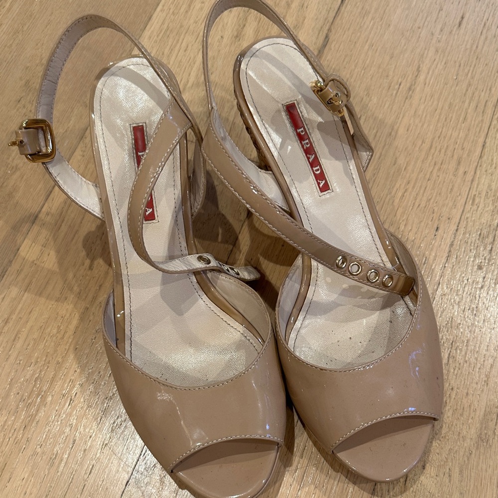 Prada Women's Beige Slingback Heels